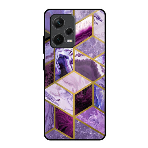 Purple Rhombus Marble Glossy Case for Redmi Note 12 Pro 5G