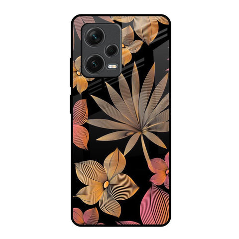 Lines Pattern Flowers Glossy Case for Redmi Note 12 Pro 5G