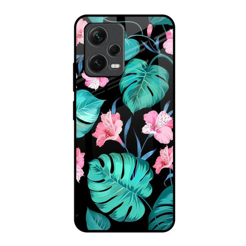 Tropical Leaves & Pink Flowers Glossy Case for Redmi Note 12 5G