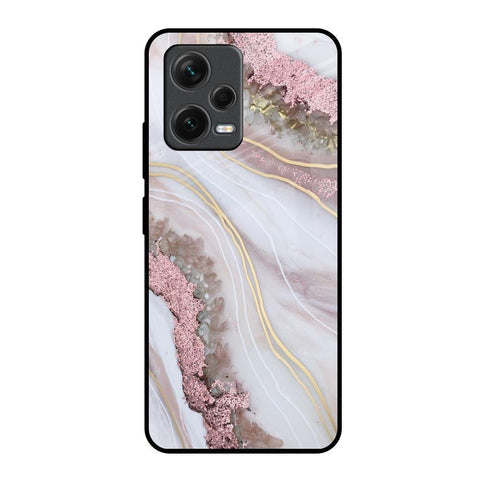 Pink & Gold Gllitter Marble Glossy Case for Redmi Note 12 5G