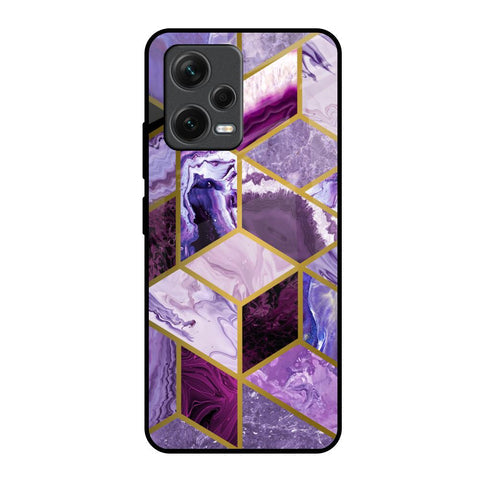 Purple Rhombus Marble Glossy Case for Redmi Note 12 5G