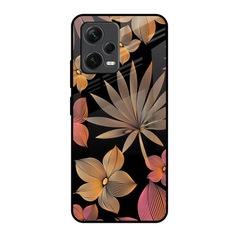 Lines Pattern Flowers Glossy Case for Redmi Note 12 5G
