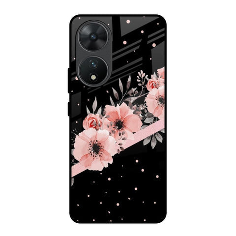 Floral Black Band Glossy Case For Vivo T2 5G