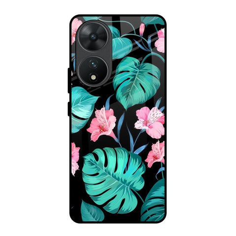 Tropical Leaves & Pink Flowers Glossy Case for Vivo T2 5G