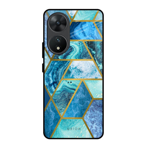 Turquoise Geometrical Marble Glossy Case for Vivo T2 5G