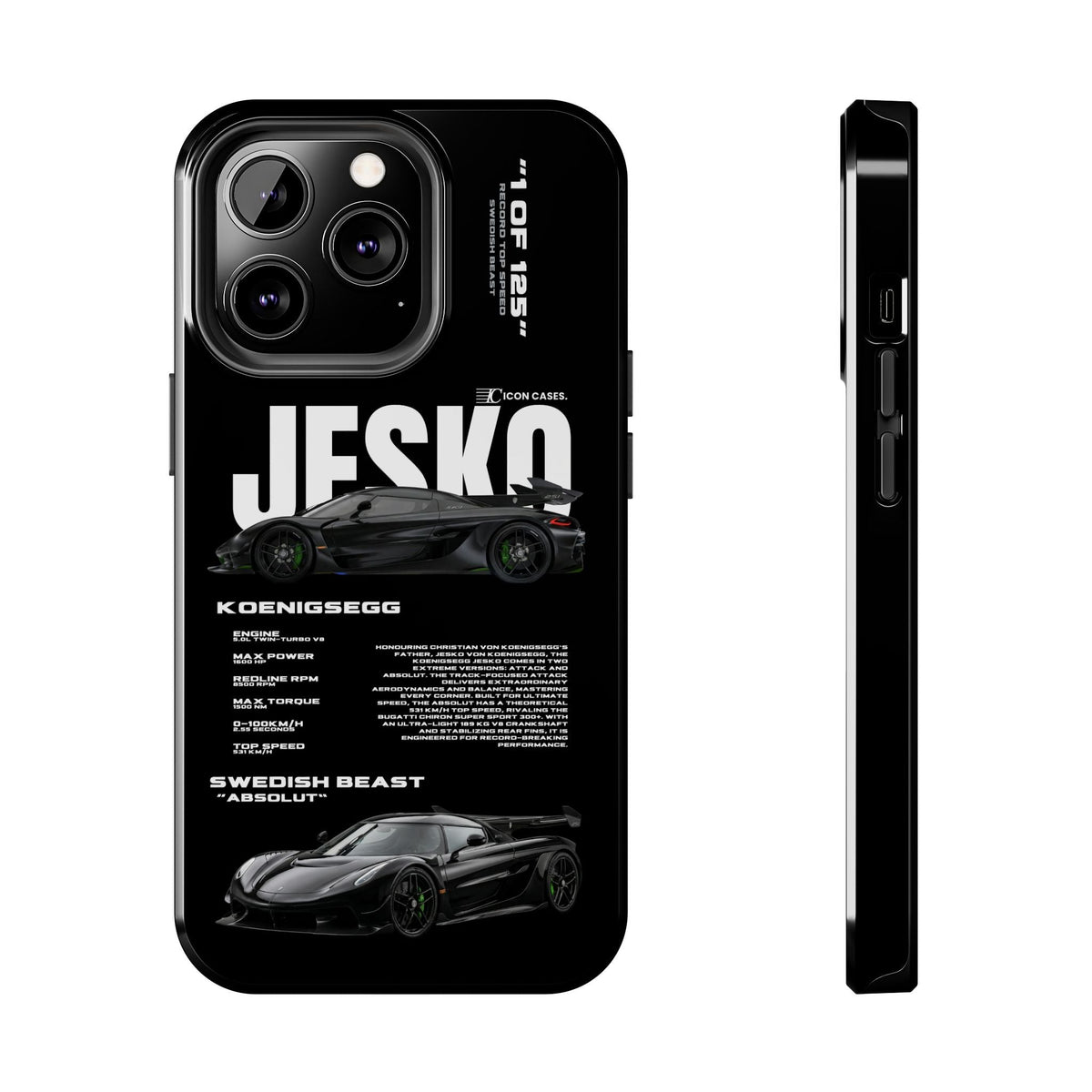 Koenigsegg Jesko Black Premium Tough Shining Phone Case (Double Layer) Available For All iPhone Models