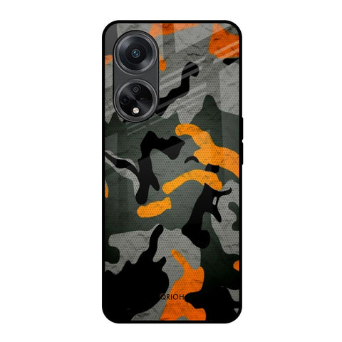 Camouflage Orange Glossy Case For Oppo F23 5G