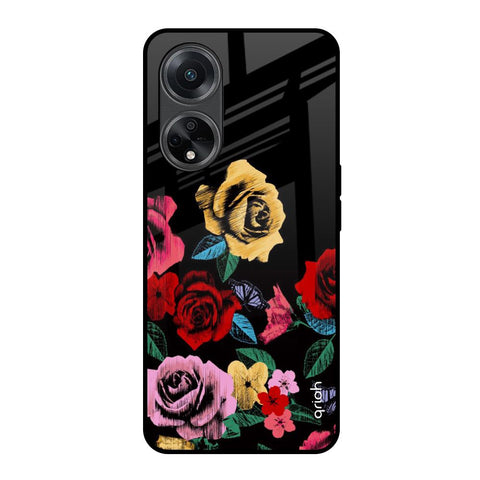 Floral Decorative Glossy Case For Oppo F23 5G