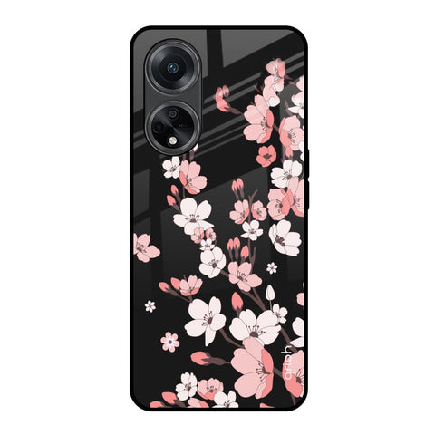 Black Cherry Blossom Glossy Case for Oppo F23 5G