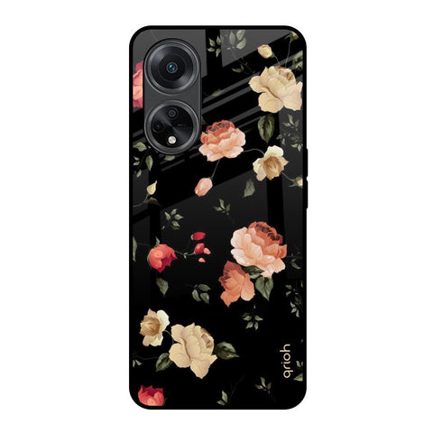 Black Spring Floral Glossy Case for Oppo F23 5G