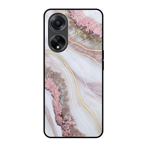 Pink & Gold Gllitter Marble Glossy Case for Oppo F23 5G