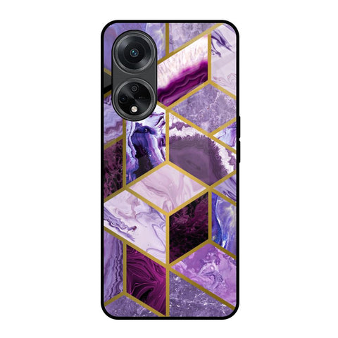 Purple Rhombus Marble Glossy Case for Oppo F23 5G