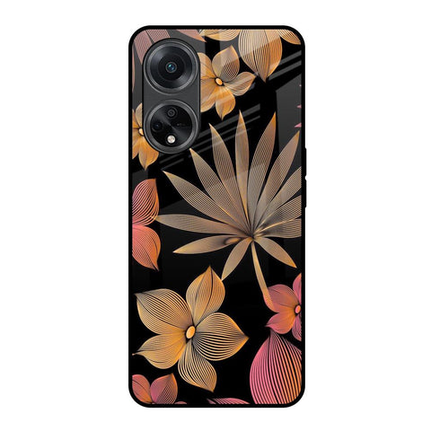 Lines Pattern Flowers Glossy Case for Oppo F23 5G