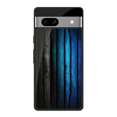 Grey & Blue Wooden Texture Glossy Case for Google Pixel 7A