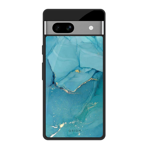 Blue Golden Glitter Glossy Case for Google Pixel 7A