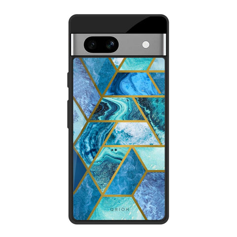 Turquoise Geometrical Marble Glossy Case for Google Pixel 7A
