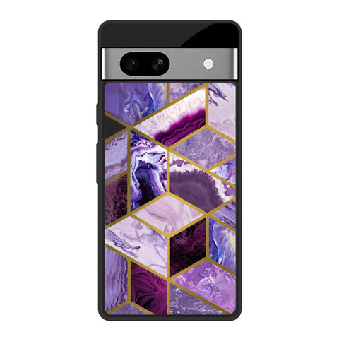 Purple Rhombus Marble Glossy Case for Google Pixel 7A