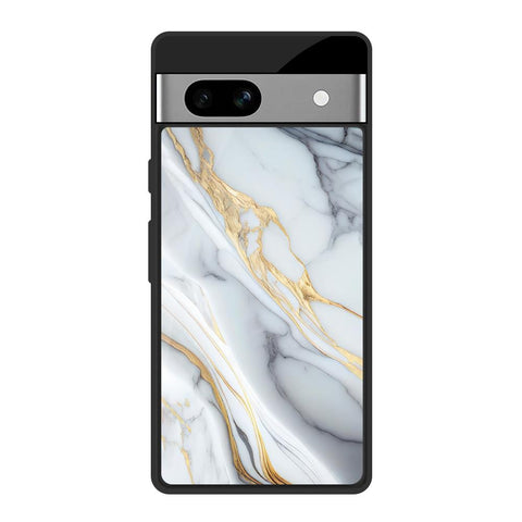 White Grey Marble Glossy Case for Google Pixel 7A