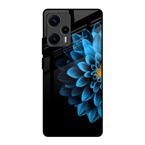 Half Blue Flower Glossy Case for Poco F5 5G