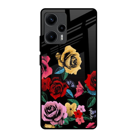 Floral Decorative Glossy Case For Poco F5 5G