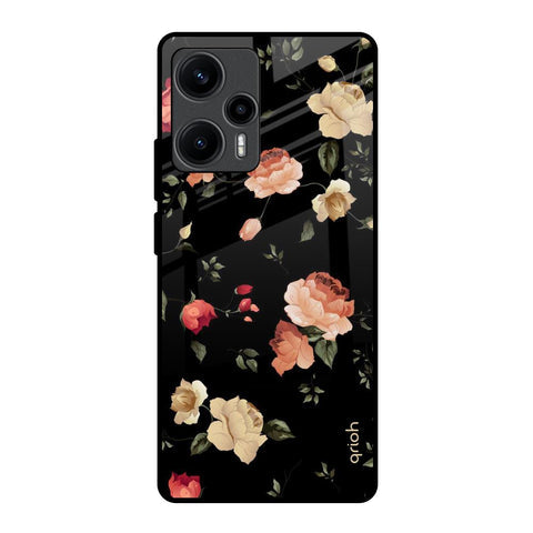 Black Spring Floral Glossy Case for Poco F5 5G