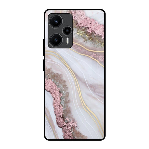Pink & Gold Gllitter Marble Glossy Case for Poco F5 5G