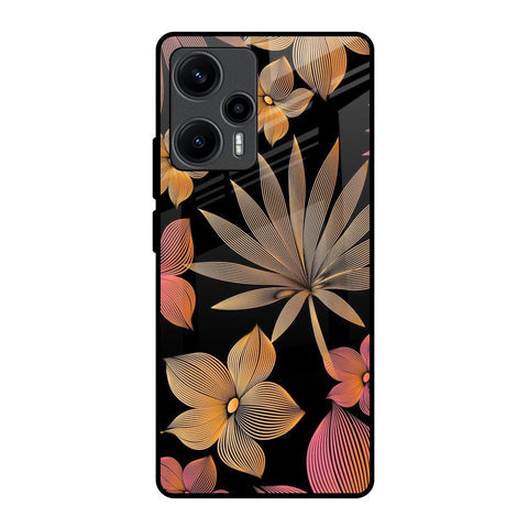 Lines Pattern Flowers Glossy Case for Poco F5 5G