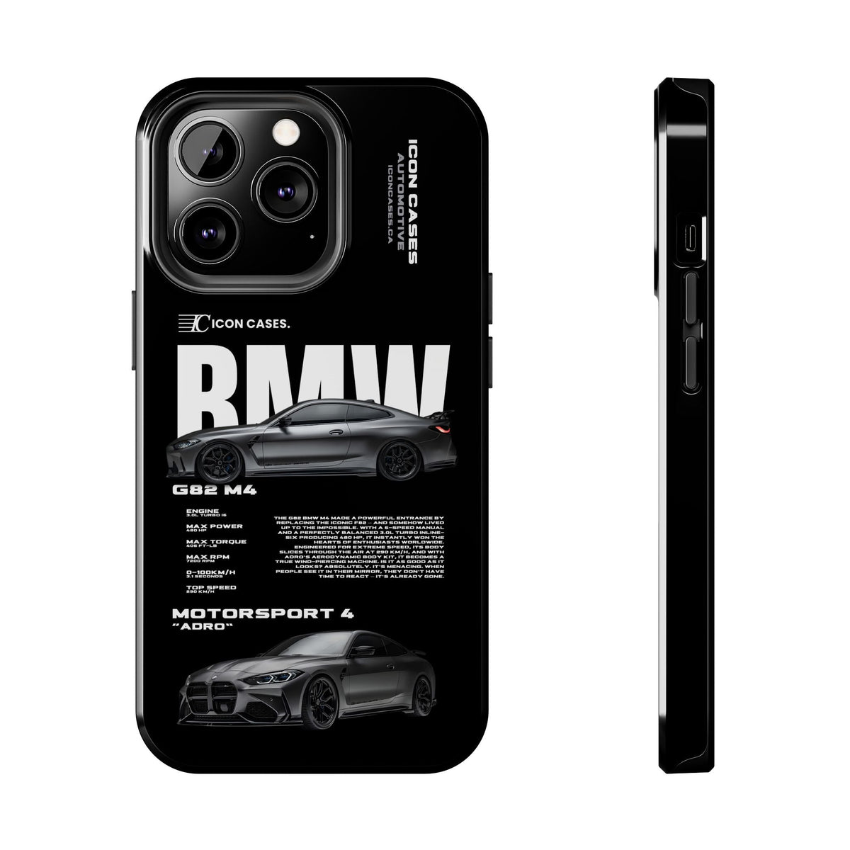 BMW M4 (G82) Black Premium Tough Shining Phone Case (Double Layer) Available For All iPhone Models