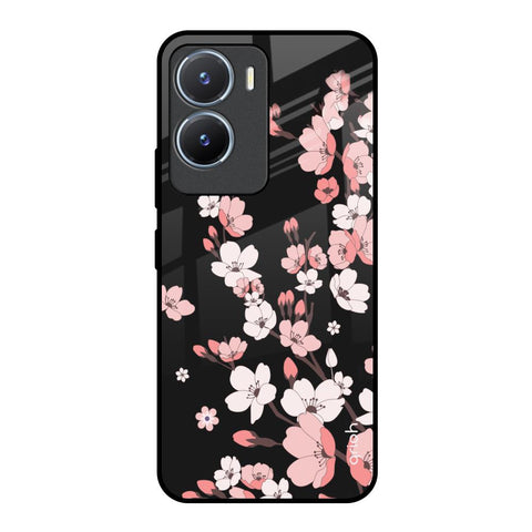 Black Cherry Blossom Glossy Case for Vivo T2x 5G
