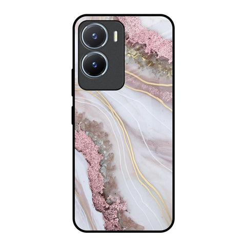 Pink & Gold Gllitter Marble Glossy Case for Vivo T2x 5G