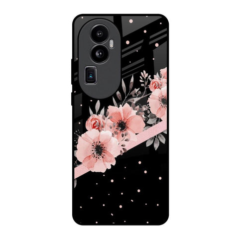 Floral Black Band Glossy Case For Oppo Reno10 Pro Plus 5G