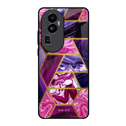 Electroplated Geometric Marble Glossy Case for Oppo Reno10 Pro Plus 5G