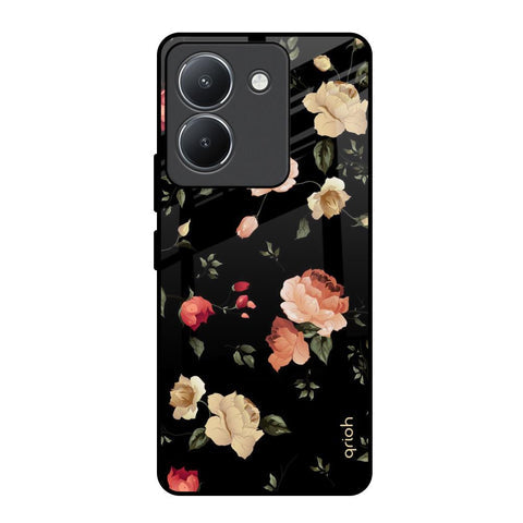 Black Spring Floral Glossy Case for Vivo Y36