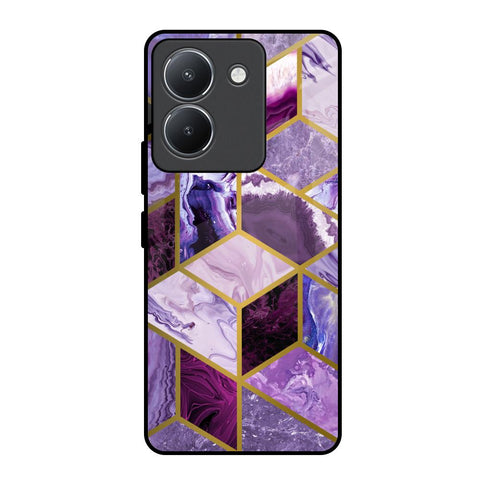 Purple Rhombus Marble Glossy Case for Vivo Y36