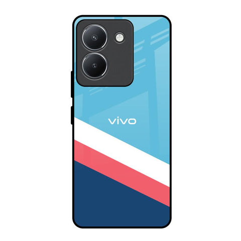 Pink & White Stripes Glossy Case For Vivo Y36