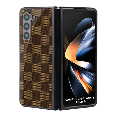 Brown Block Glossy Case for Samsung Galaxy Z Fold5 5G