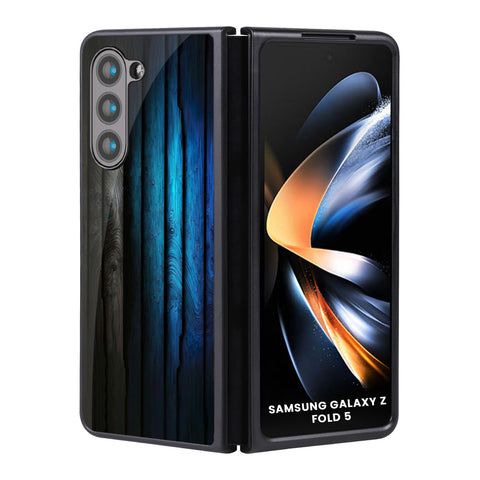 Grey & Blue Wooden Texture Glossy Case for Samsung Galaxy Z Fold5 5G