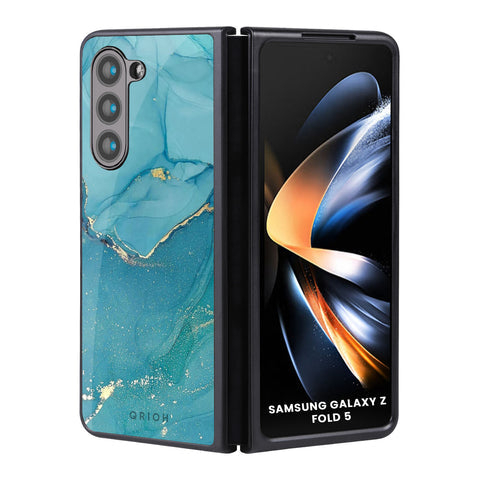 Blue Golden Glitter Glossy Case for Samsung Galaxy Z Fold5 5G