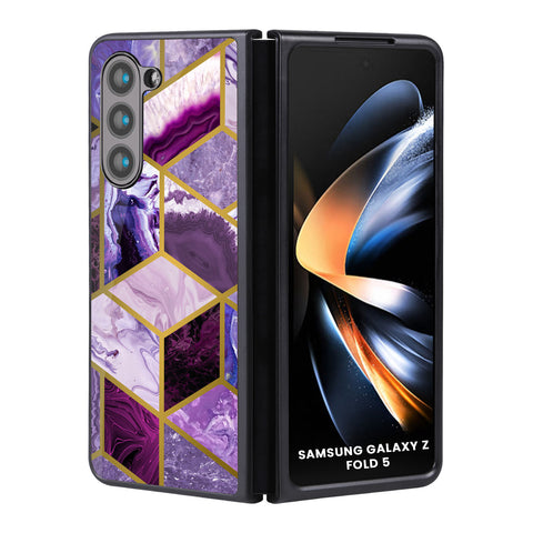 Purple Rhombus Marble Glossy Case for Samsung Galaxy Z Fold5 5G