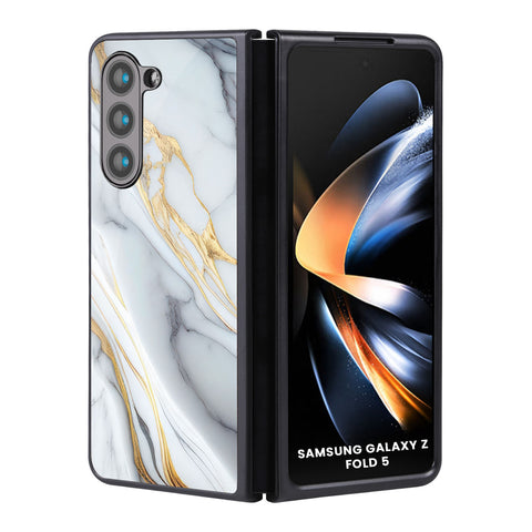 White Grey Marble Glossy Case for Samsung Galaxy Z Fold5 5G