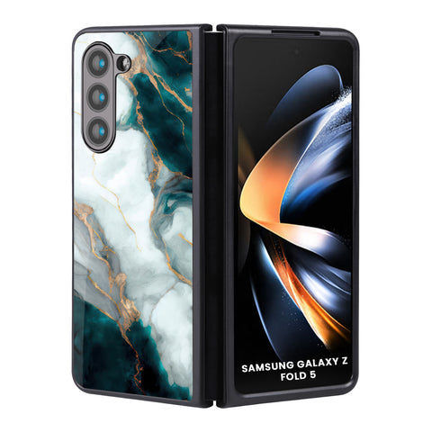 Aqua Green Marble Glossy Case for Samsung Galaxy Z Fold5 5G