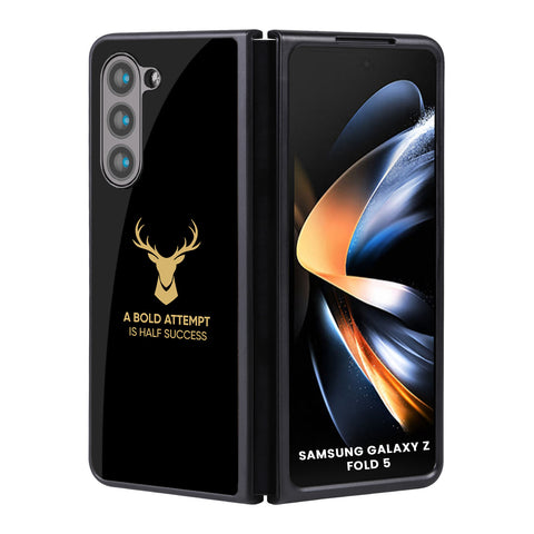 Black Gold Deer Glossy Case for Samsung Galaxy Z Fold5 5G