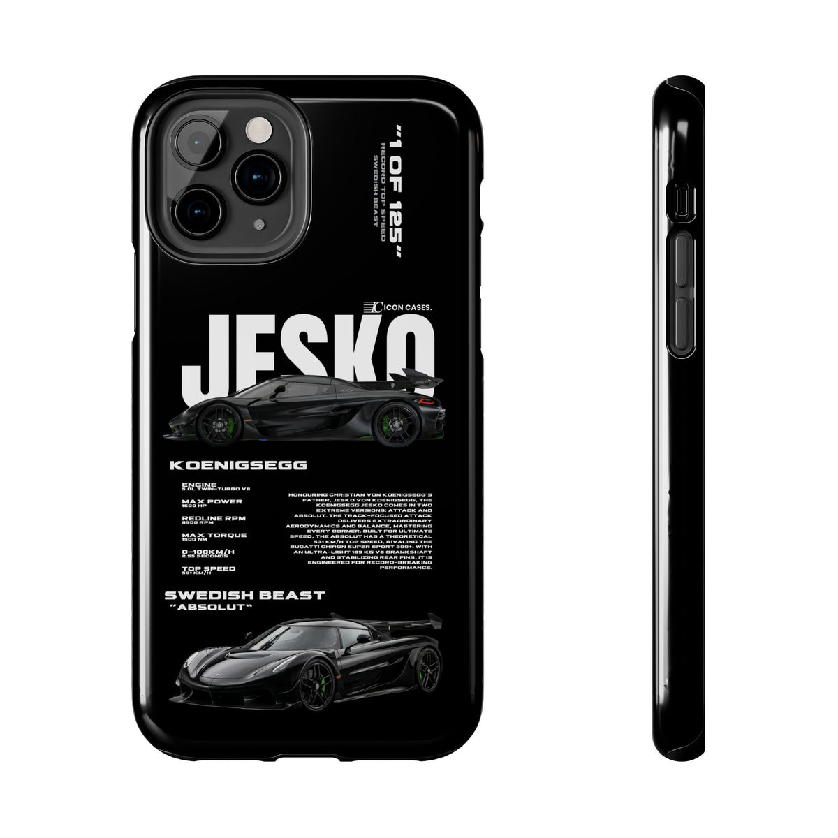Koenigsegg Jesko Black Premium Tough Shining Phone Case (Double Layer) Available For All iPhone Models