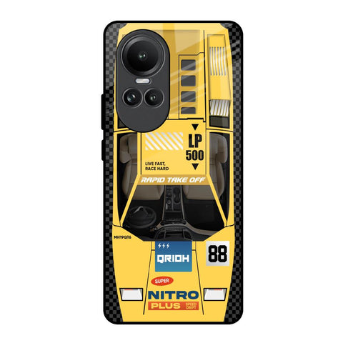 Yellow Racing Car Glossy Case for Oppo Reno10 5G