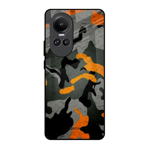 Camouflage Orange Glossy Case For Oppo Reno10 5G