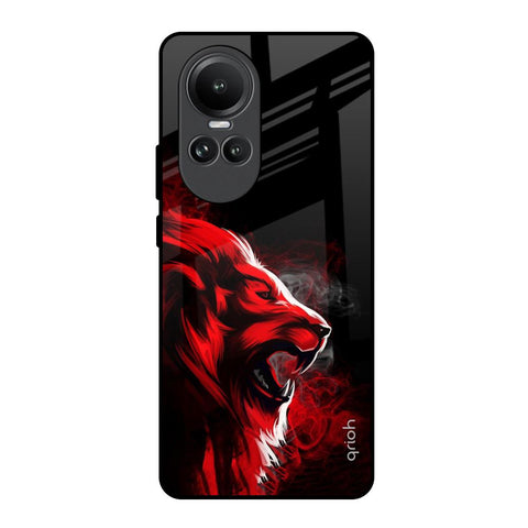 Red Angry Lion Glossy Case for Oppo Reno10 5G