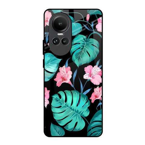Tropical Leaves & Pink Flowers Glossy Case for Oppo Reno10 5G