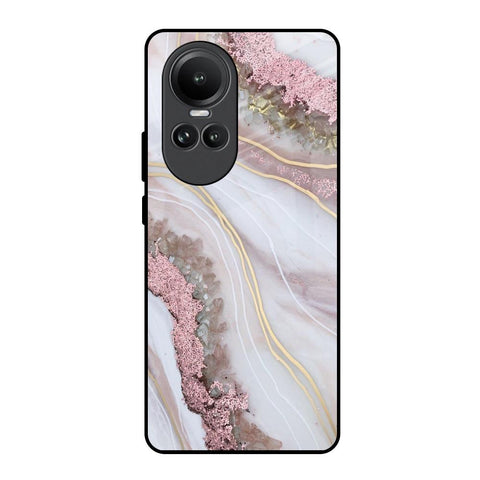 Pink & Gold Gllitter Marble Glossy Case for Oppo Reno10 5G