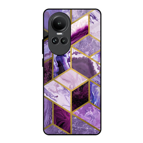 Purple Rhombus Marble Glossy Case for Oppo Reno10 5G