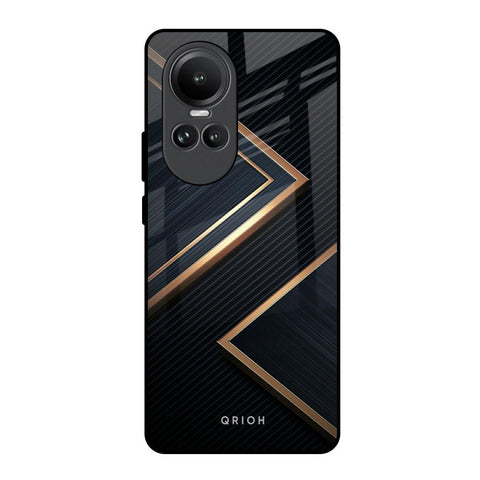 Sleek Golden & Navy Glossy Case for Oppo Reno10 5G